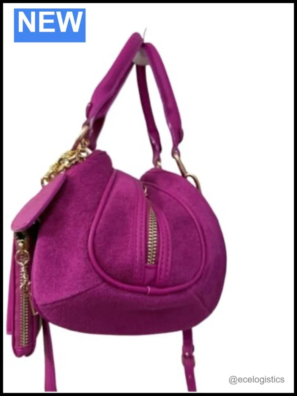 Juicy Couture Angel Satchel with Heart Charm & Wallet Case Faux Leather